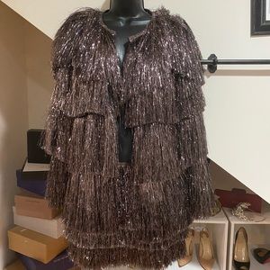 Nasty Gal Metallic Fringe Jacket & Short Set
